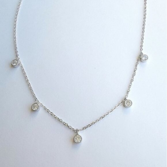 Sterling Silver CZ droplet necklace 18" 🆕 - Picture 1 of 8